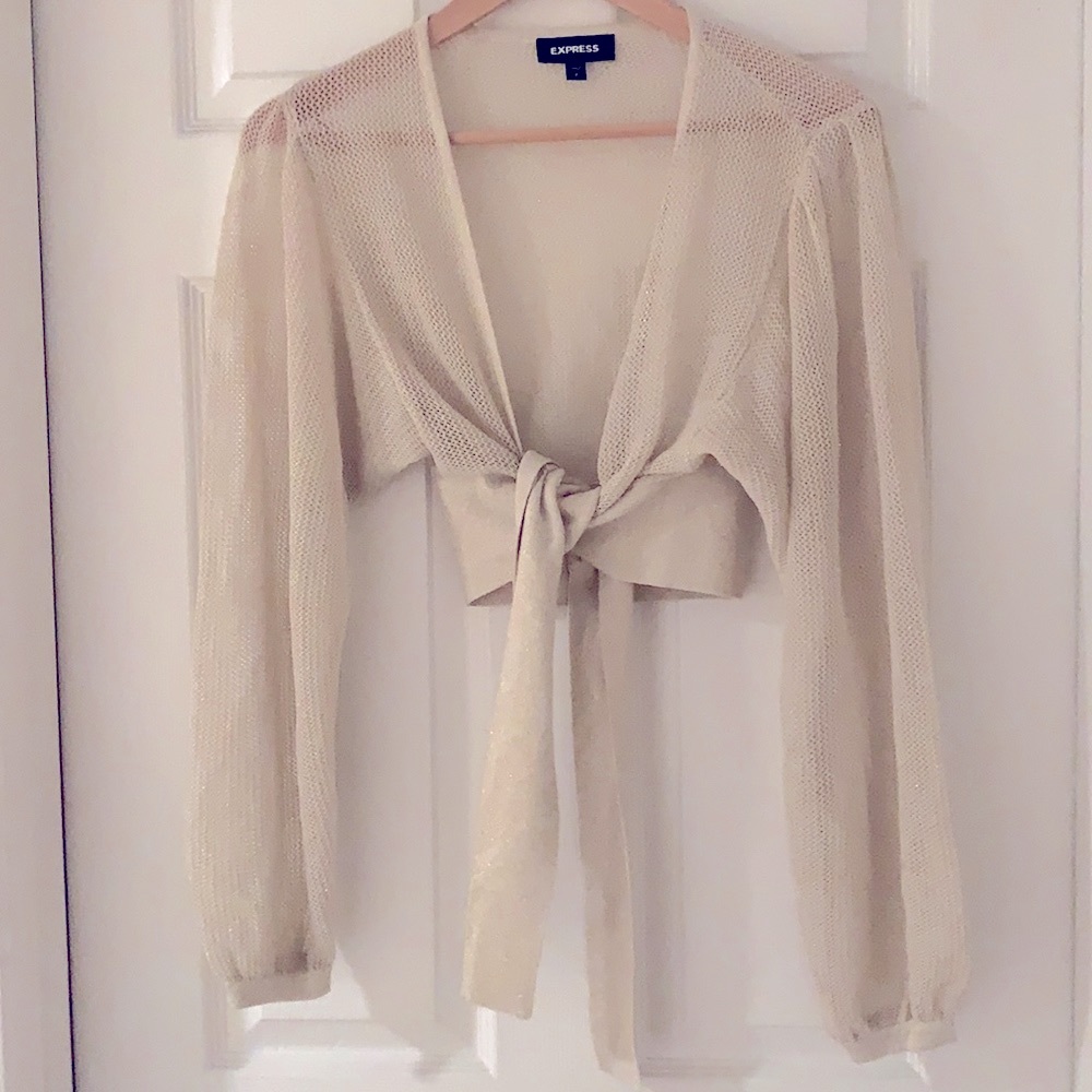 EXPRESS / metallic beige / crop tie top